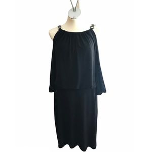 Nine West Black Cold Shoulder Long Sleeve Dress
